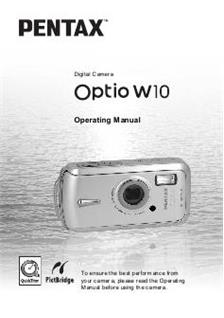Pentax Optio W10 manual. Camera Instructions.
